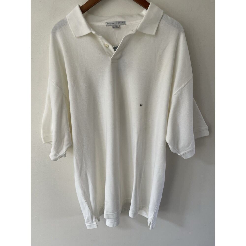 Geoffrey Beene Men's Polo Shirt Size XXL Solid White Short Sleeve Casual New